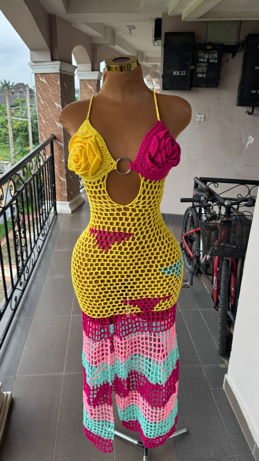 Pastel bloom mesh dress