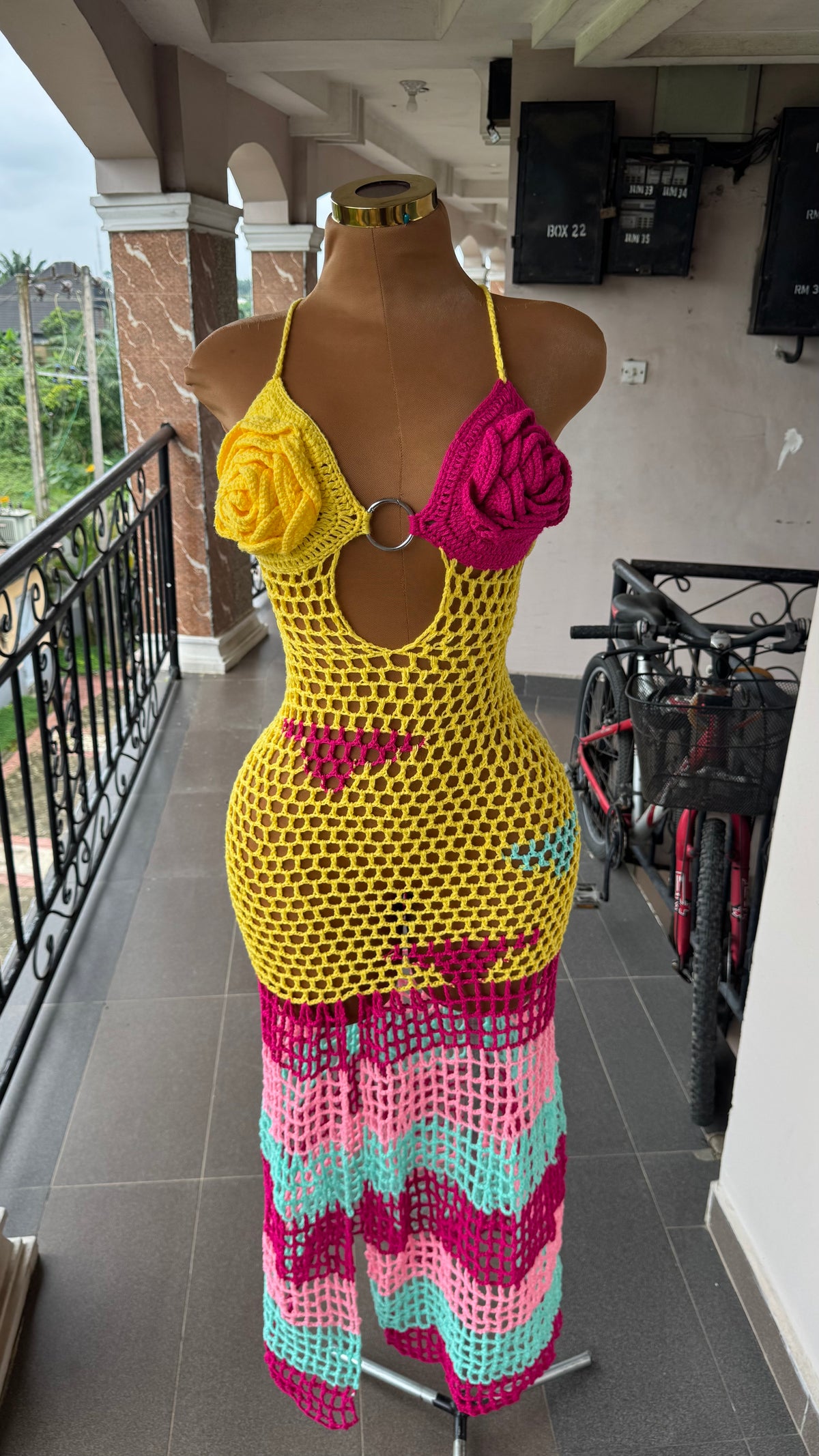 Pastel bloom mesh dress