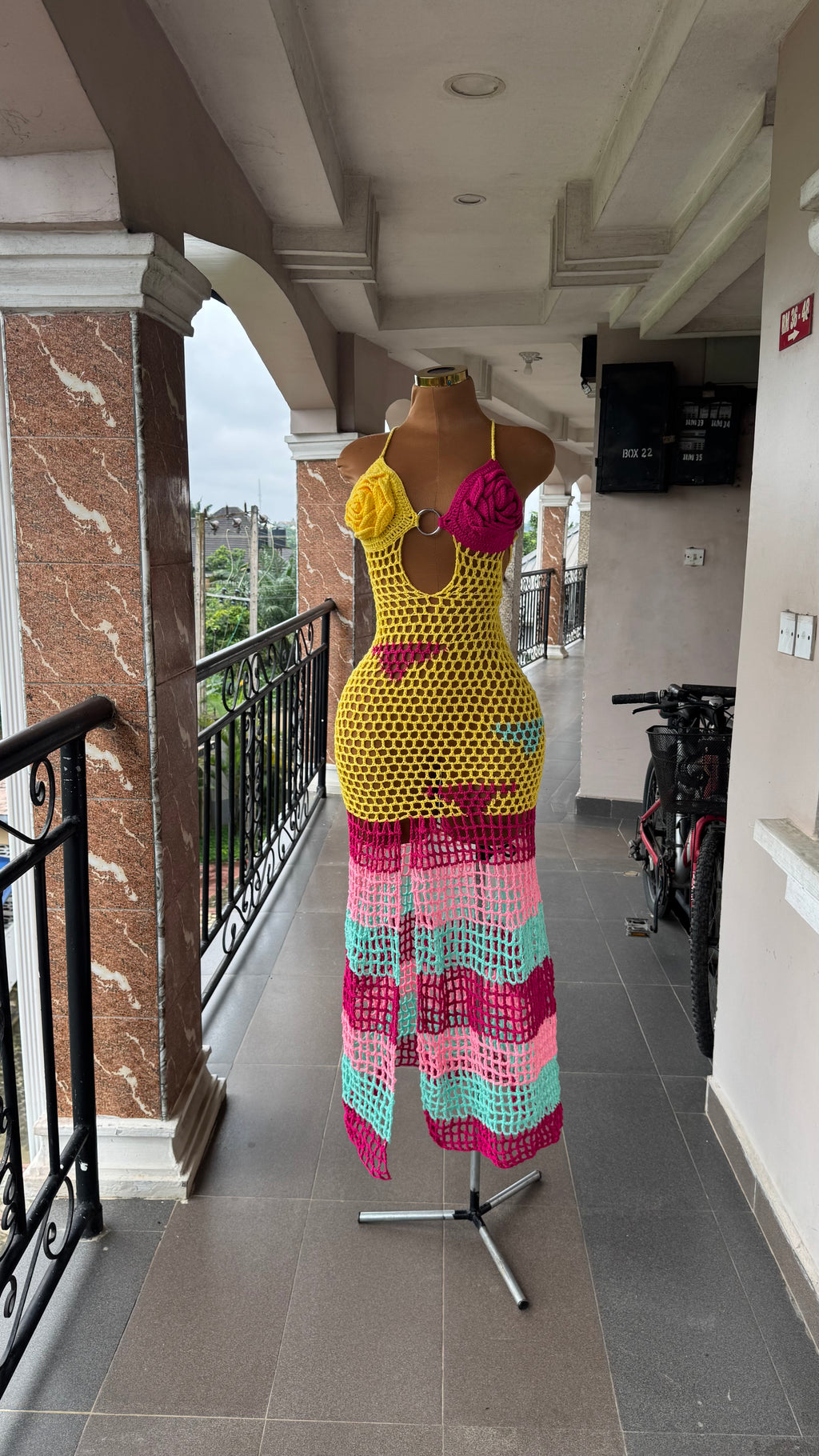 Pastel bloom mesh dress